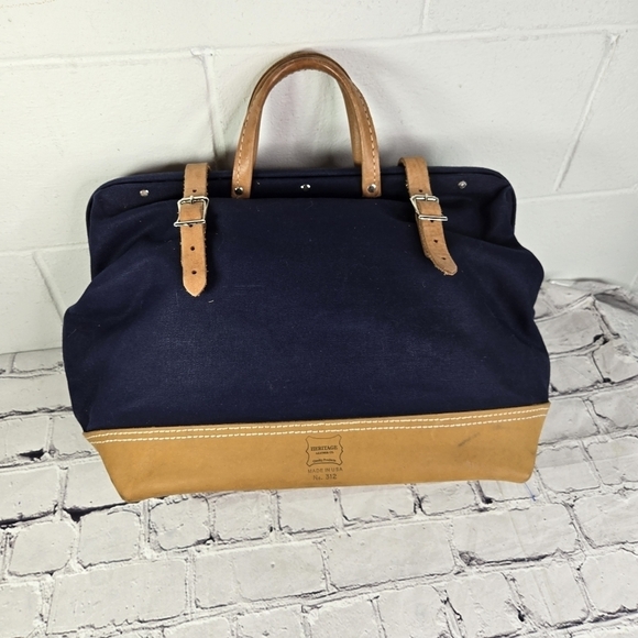 Heritage Leather Co Mason blue canvas leather doctor bag - Picture 11 of 11